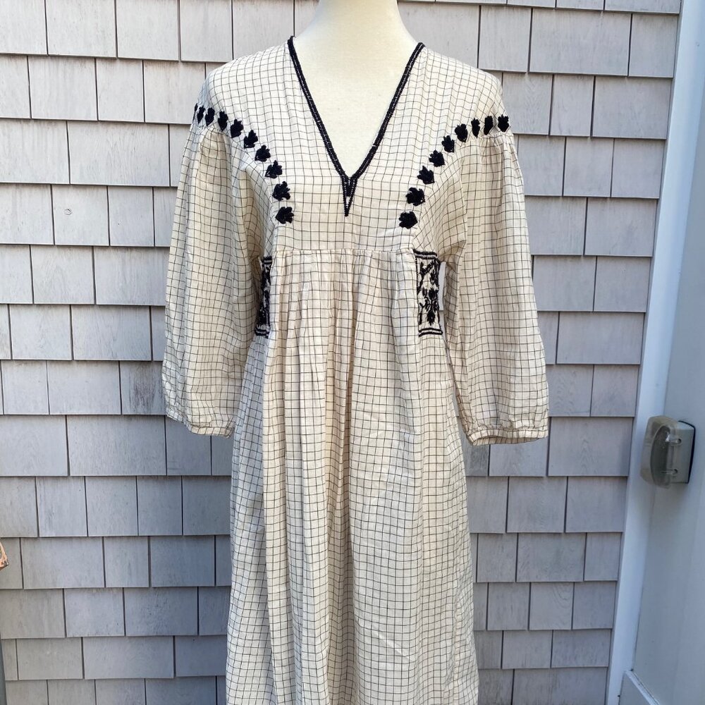 Zara Trafaluc Embroidered Caftan Dress Small